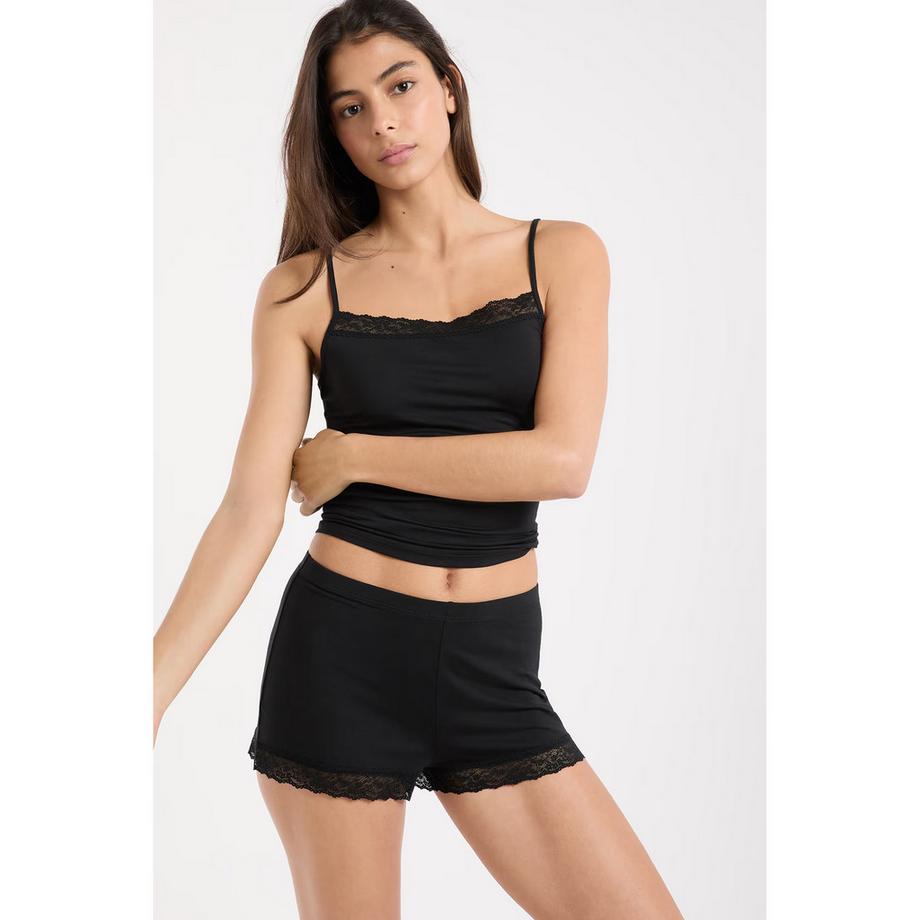 Etam Short de pyjama avec bordure en dentelle  