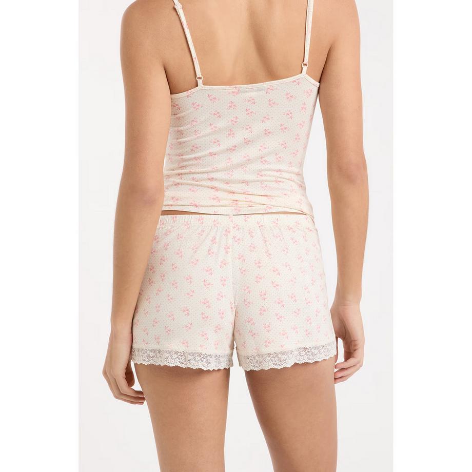 Etam Pantaloncini pigiama con bordo in pizzo  