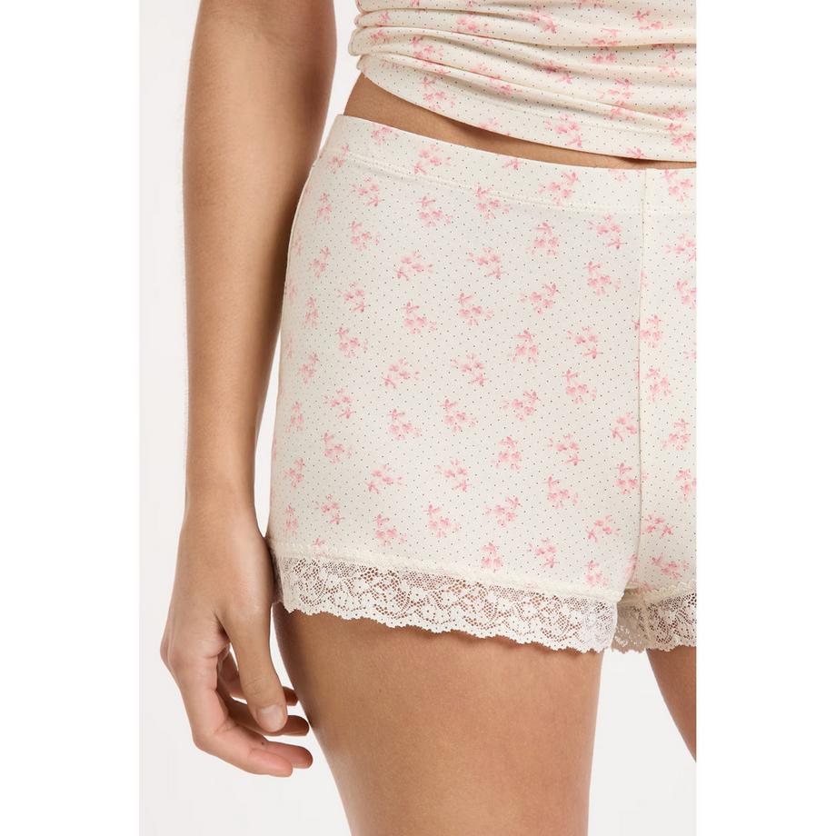 Etam Pantaloncini pigiama con bordo in pizzo  