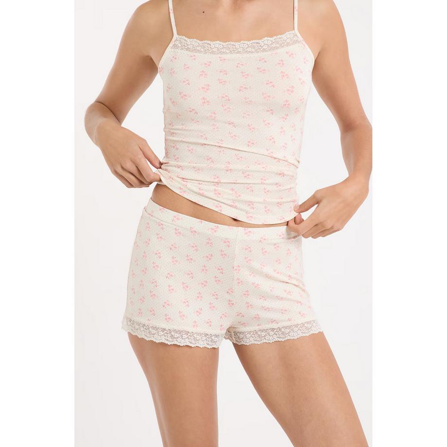 Etam Pantaloncini pigiama con bordo in pizzo  