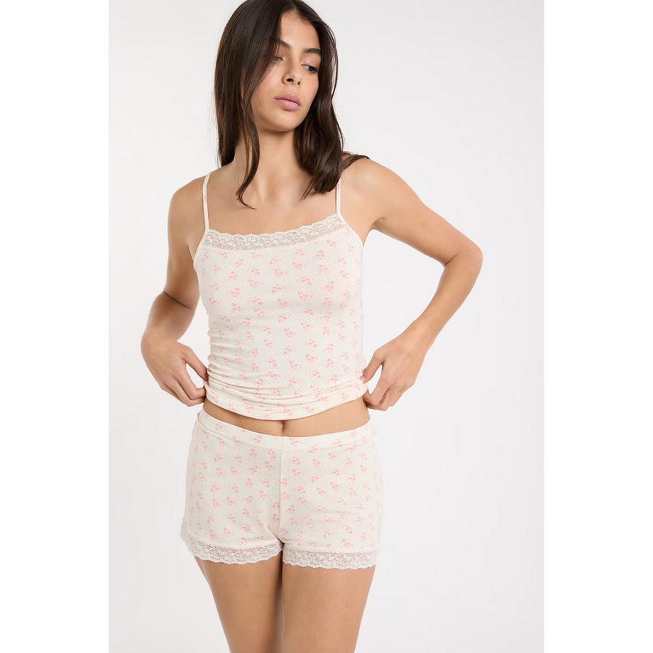 Etam Pantaloncini pigiama con bordo in pizzo  