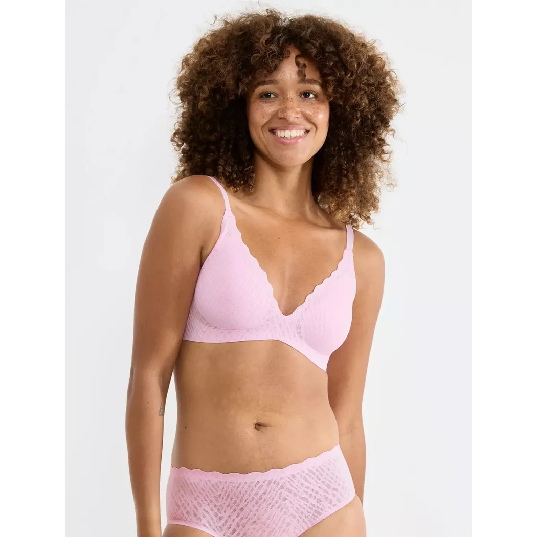 Bügelloser BH SLOGGI "ZERO Feel Bliss THE UP P Bra", Damen, Gr. XL, N-Gr, floral pink, Spitze, Obermaterial: 76% Polyamid, 24% Elasthan, BHs, unsichtbar mit Spitzenoptik