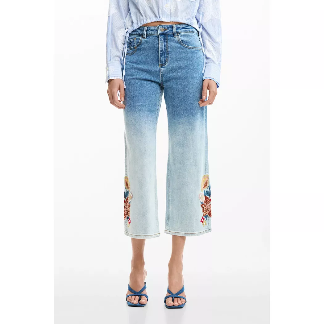 Desigual Pantalon jean culotte brodés BLUE 38 female 3