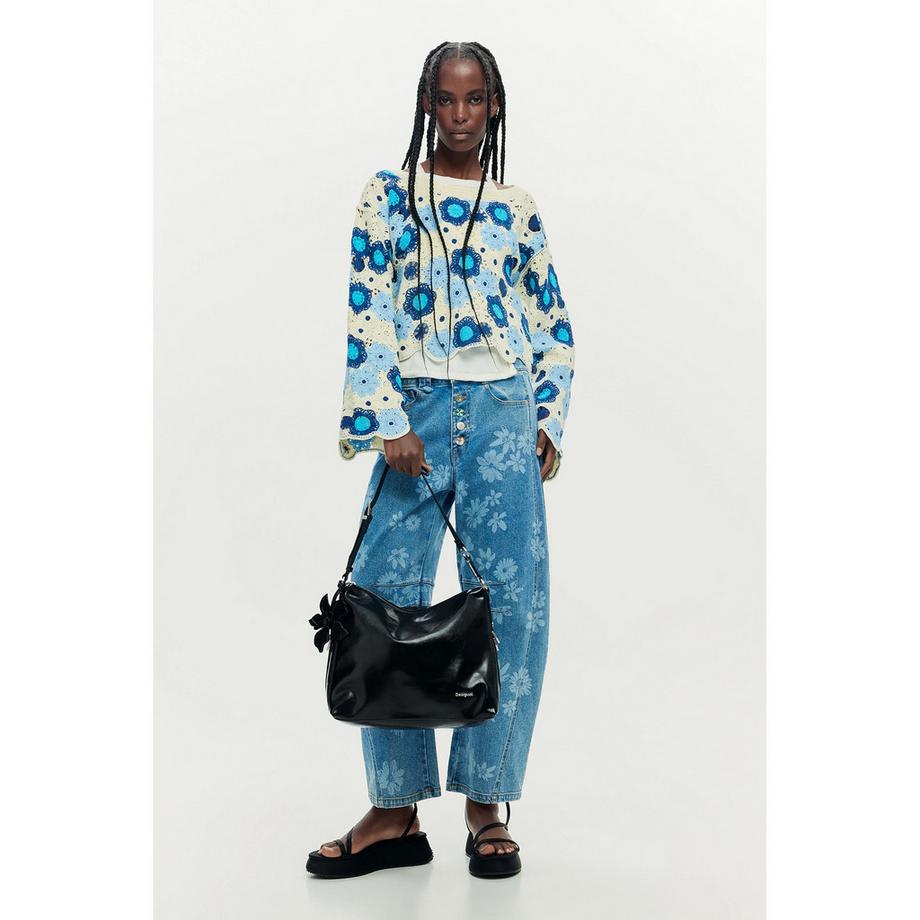 Desigual Maglione con motivo floreale all'uncinetto  