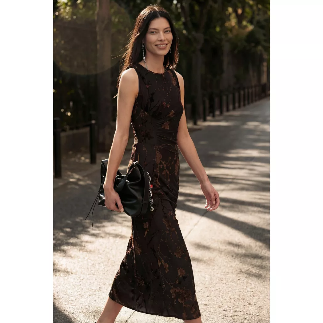 Desigual Robe midi floquée BROWN XS female 5