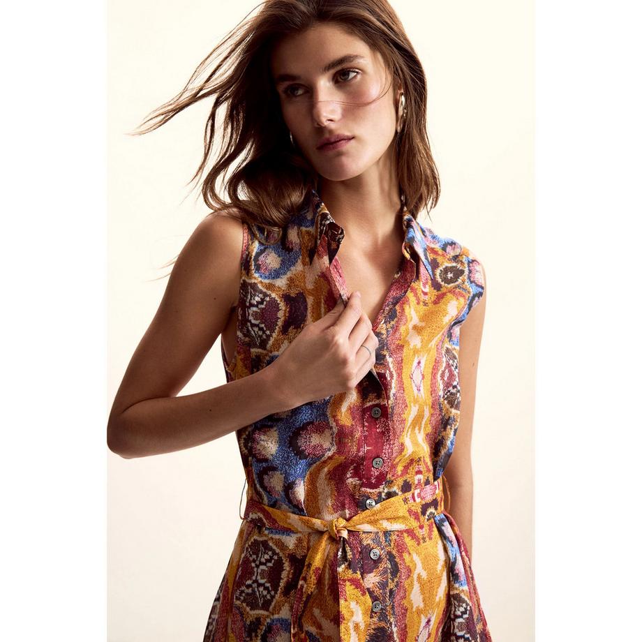 Desigual Ärmelloses gestuftes Midikleid  