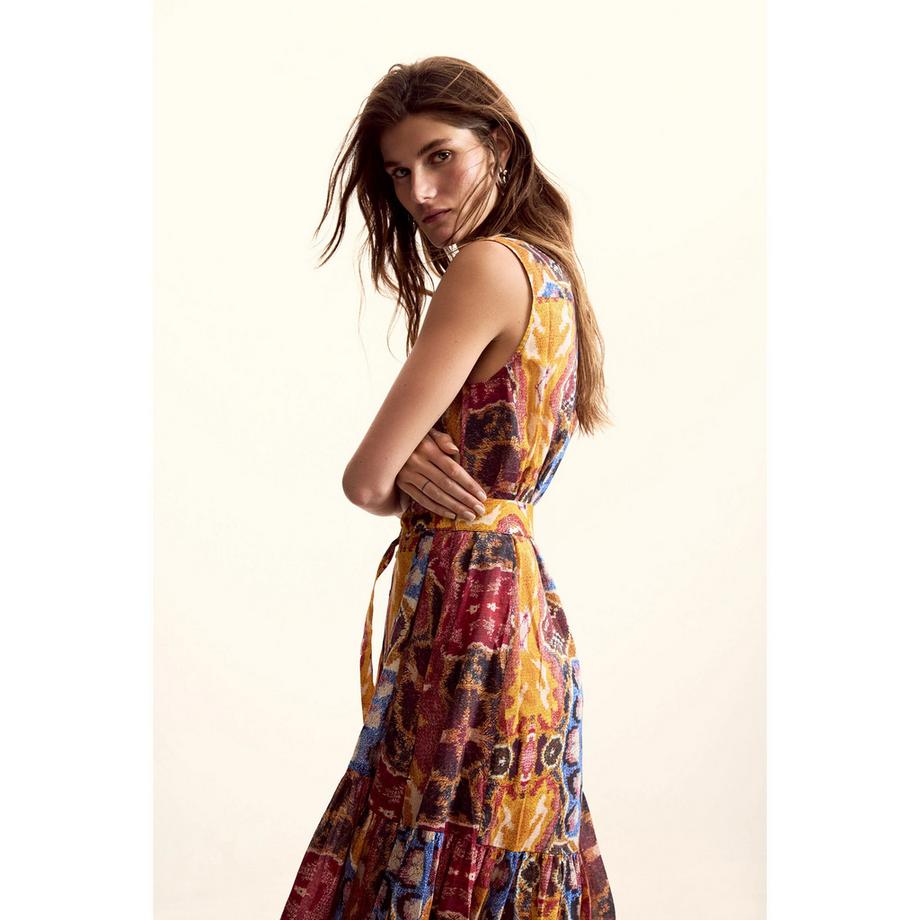 Desigual Ärmelloses gestuftes Midikleid  