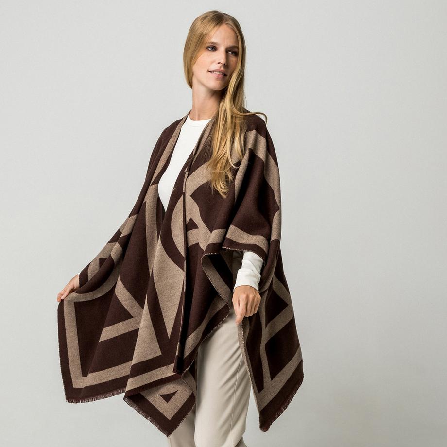 Manor Woman Poncho à Motif Géométrique  