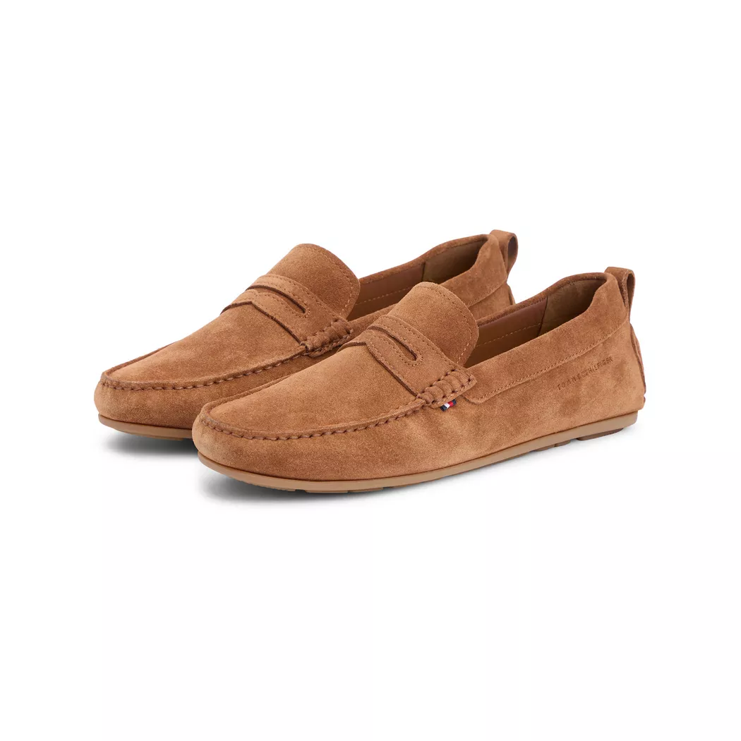 Tommy Hilfiger pour homme. FM0FM05789 Mocassins en daim avec semelles dentelées brunes (41), Marron, Plat, Cuir, Aucun, Casuel