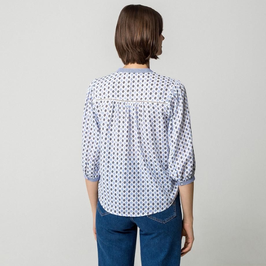 Pepe Jeans London Blouse imprimée avec plastron boutonné et manches trois-quarts  