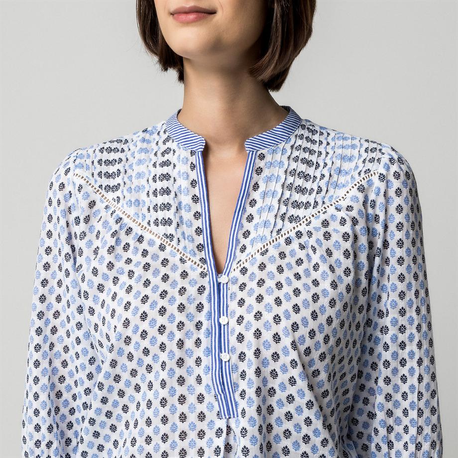 Pepe Jeans London Blouse imprimée avec plastron boutonné et manches trois-quarts  