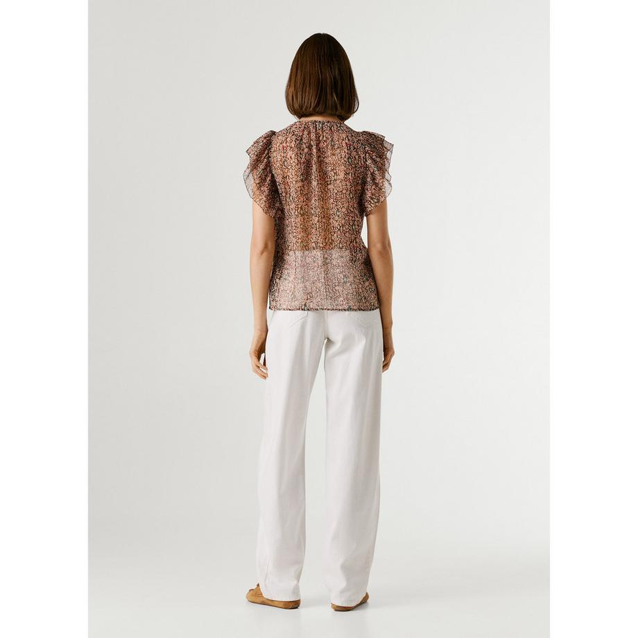 Pepe Jeans London Bluse mit Blumenmuster und Rüschenärmeln  