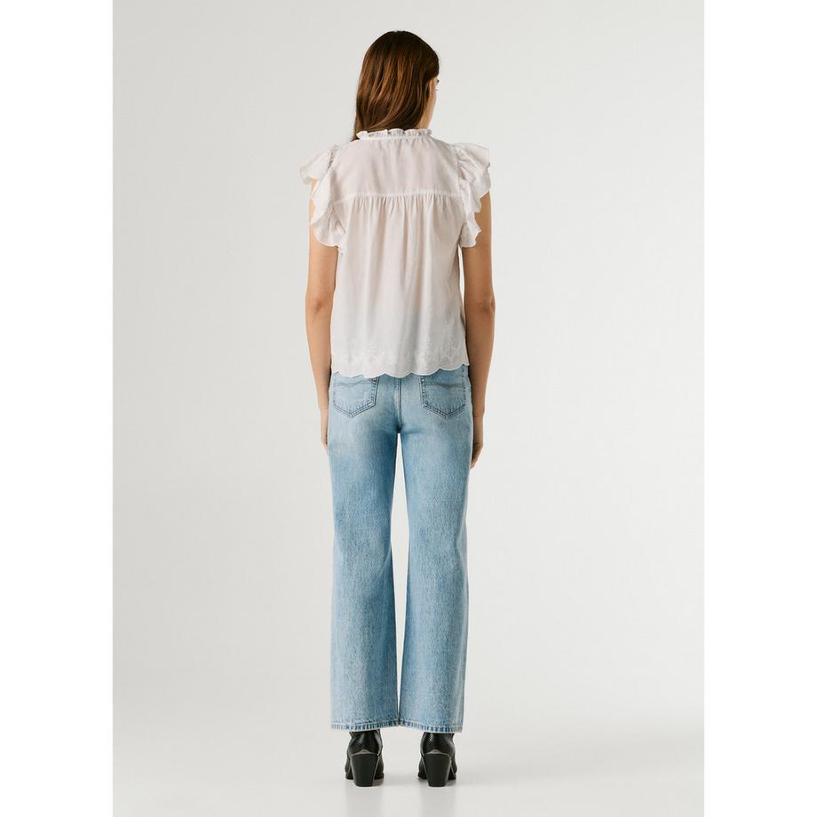 Pepe Jeans London Chemisier brodé à manches volantées  