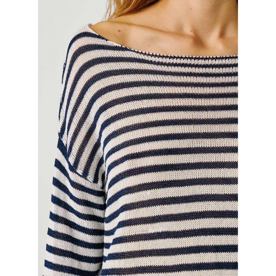 Pepe Jeans London Gestreifter U-Boot-Ausschnitt Pullover  