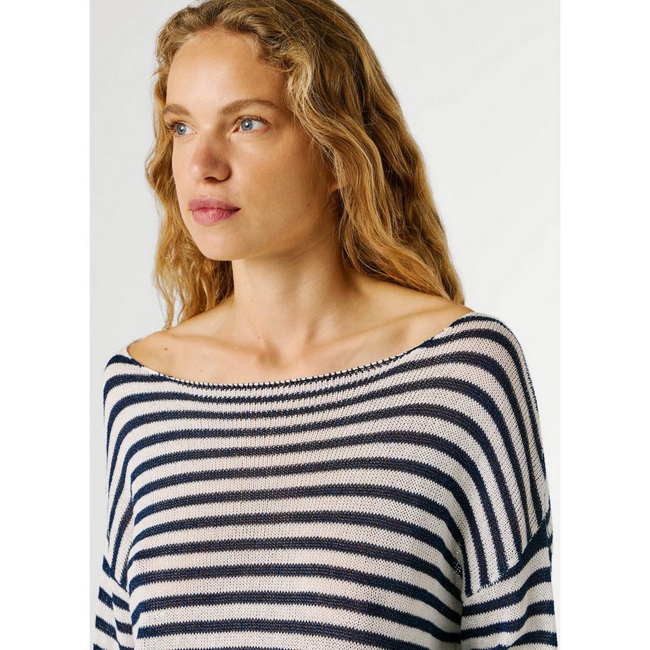 Pepe Jeans London Gestreifter U-Boot-Ausschnitt Pullover  