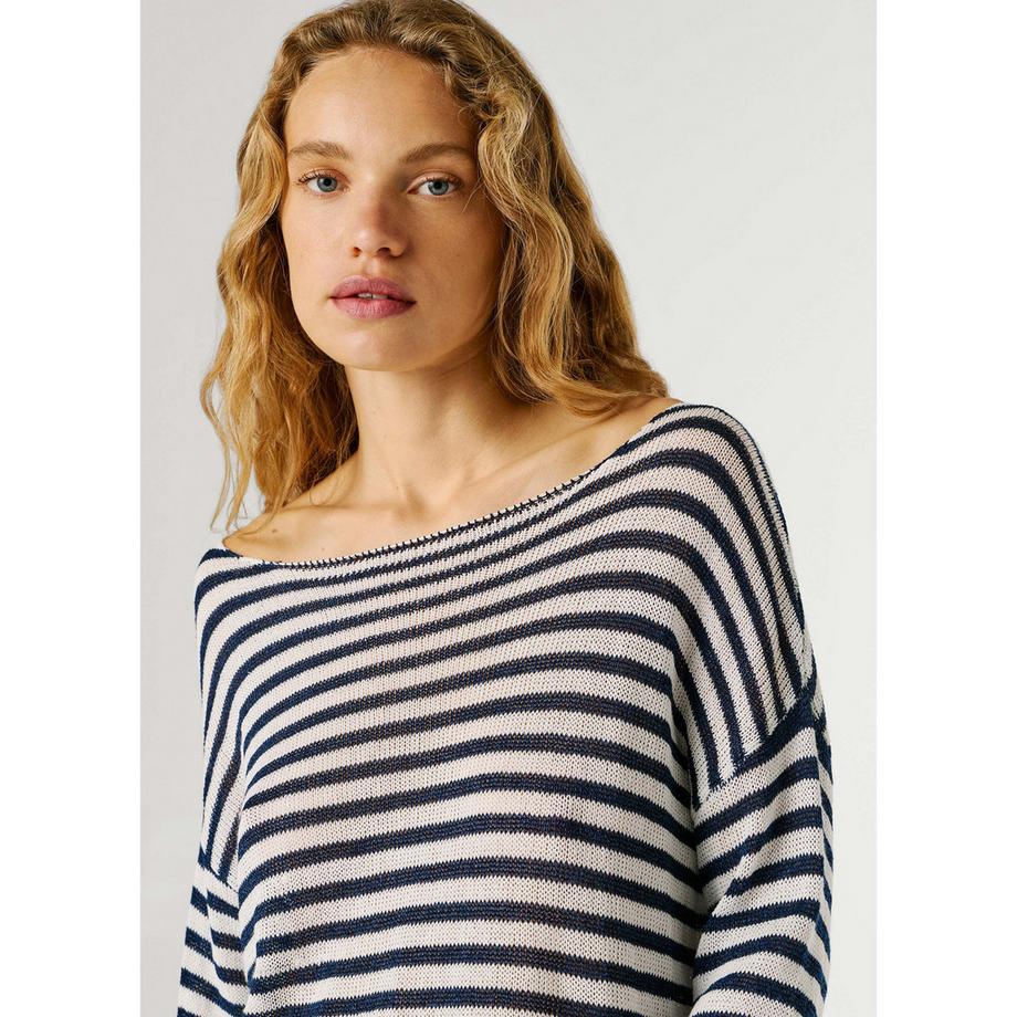 Pepe Jeans London Gestreifter U-Boot-Ausschnitt Pullover  