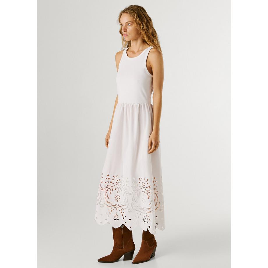 Pepe Jeans London Ärmelloses Maxikleid mit Cut-Out Saum  