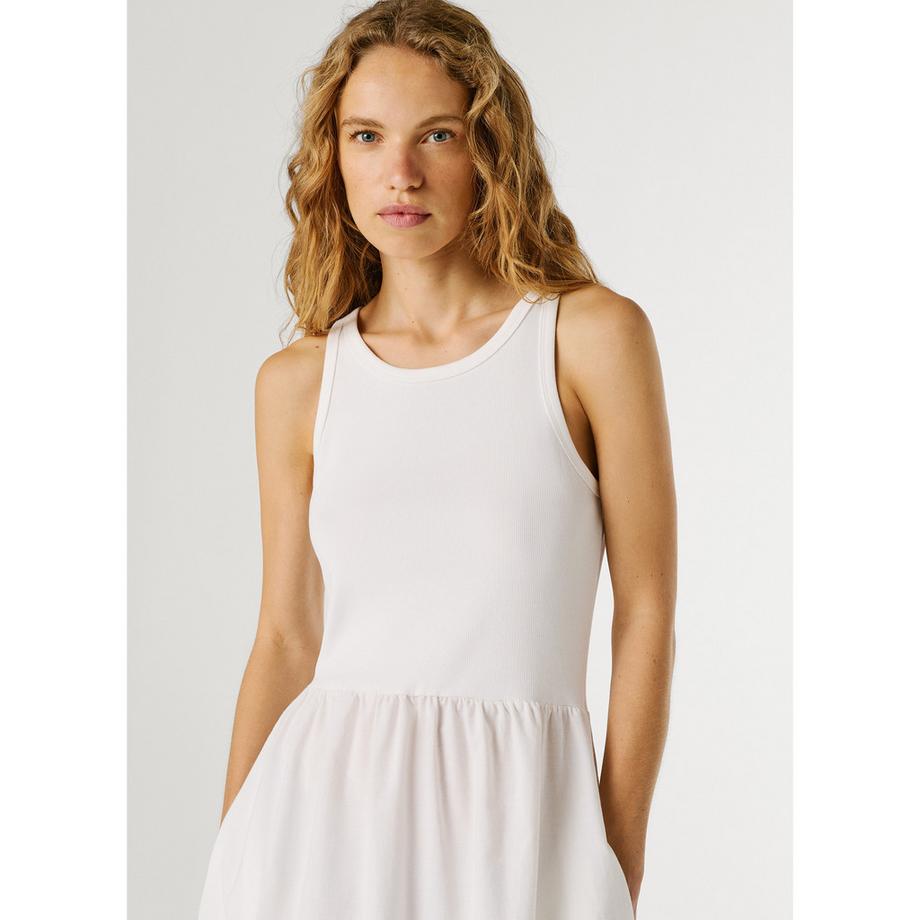 Pepe Jeans London Ärmelloses Maxikleid mit Cut-Out Saum  