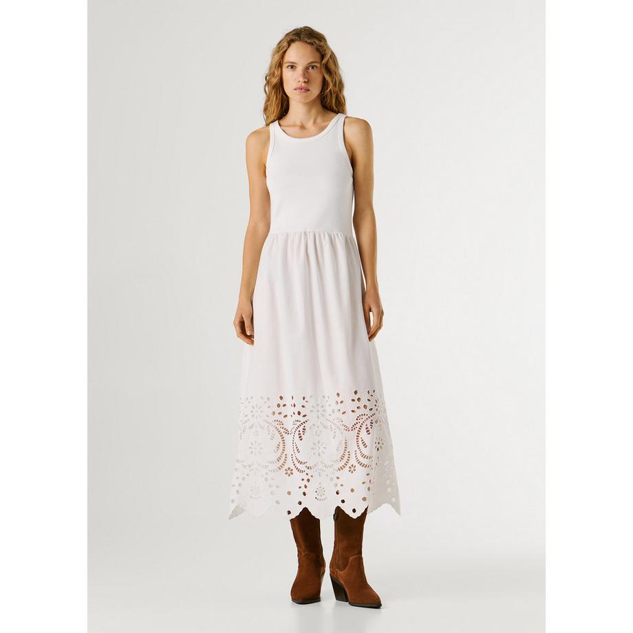 Pepe Jeans London Ärmelloses Maxikleid mit Cut-Out Saum  