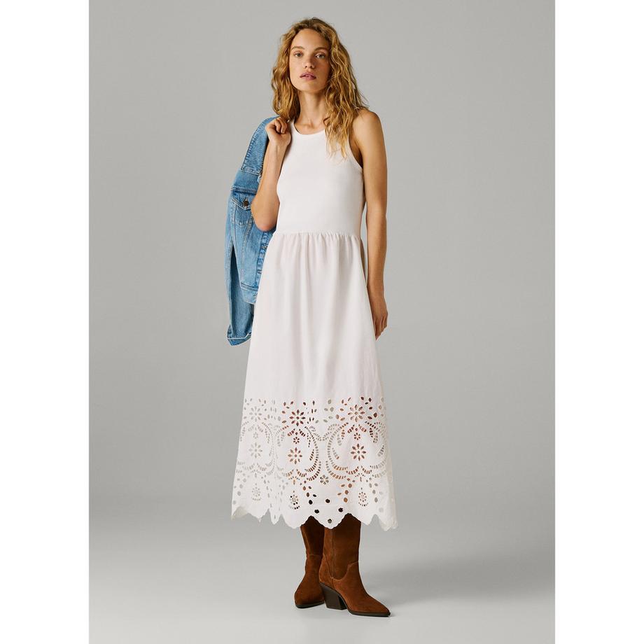 Pepe Jeans London Ärmelloses Maxikleid mit Cut-Out Saum  