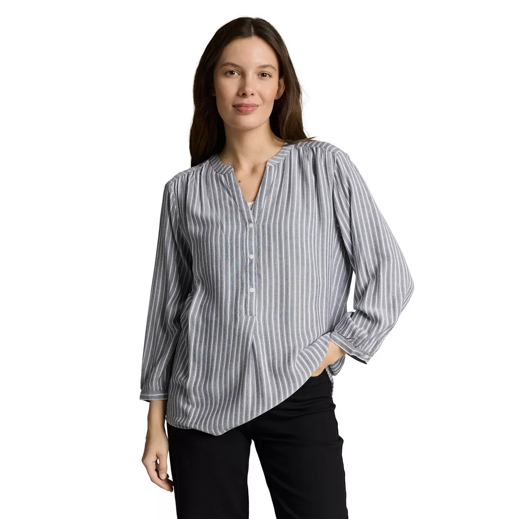 Tom Tailor Chemisier à Manches Longues 1050771 Navy White Stripe 34 Femme