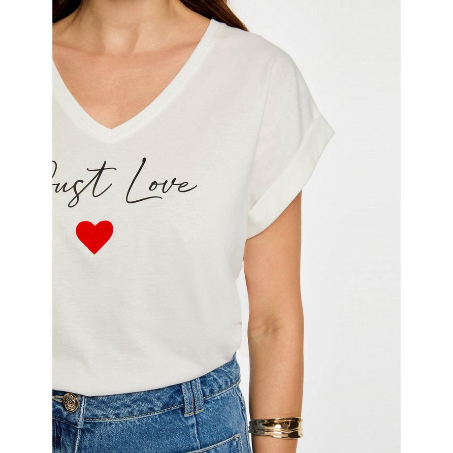 MORGAN T-Shirt Scollo a V con Stampa Just Love  