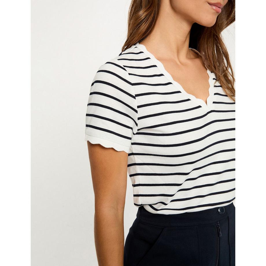 MORGAN T-shirt a maniche corte a righe Regular Fit con bordo smerlato  