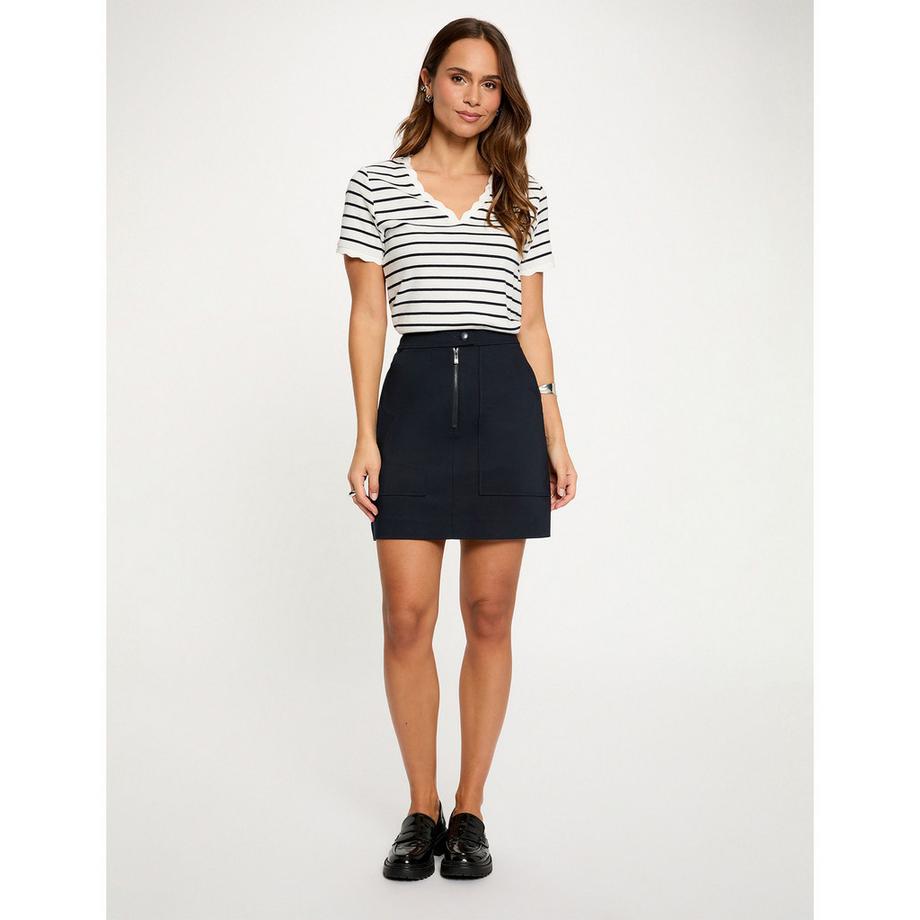 MORGAN T-shirt a maniche corte a righe Regular Fit con bordo smerlato  