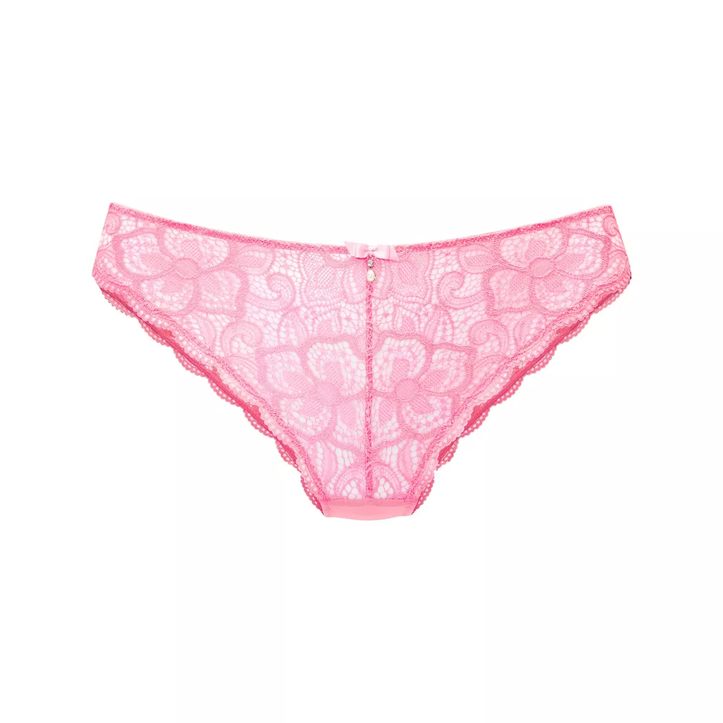 Tanga LASCANA "Flora", Damen, Gr. 36/38, pink, Spitze, Obermaterial: 89% Polyamid, 11% Elasthan, Unterhosen Tanga, hinten aus leicht transparenter Spitze 2