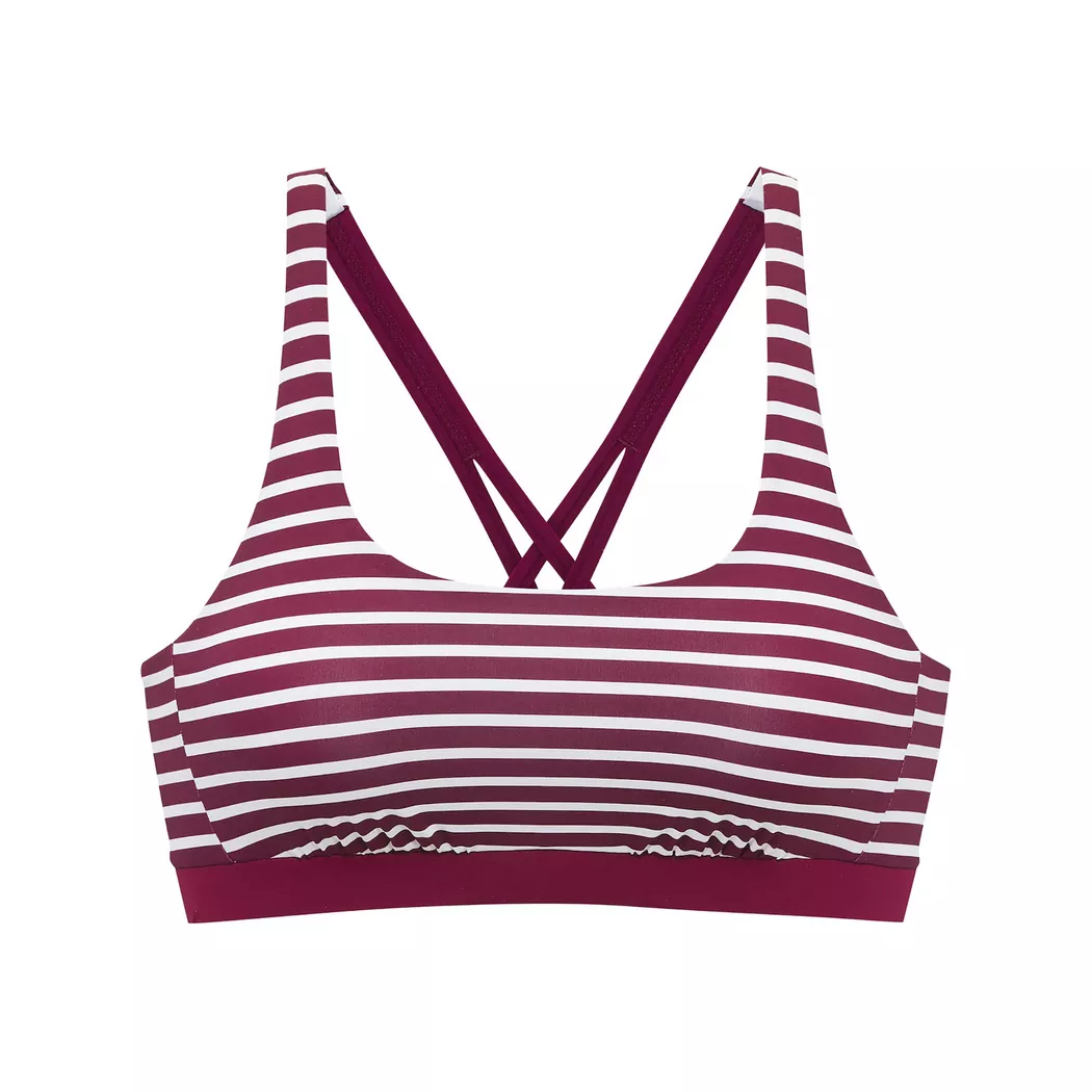 Bustier-Bikini-Top VENICE BEACH "Tadu", Damen, Gr. 44, N-Gr, bordeaux, weiß, Obermaterial: 84% Polyamid, 16% Elasthan. Futter: 92% Polyester, 8% Elasthan, Bikini-Oberteile, mit modischer Rückenlösung