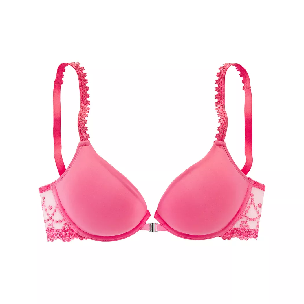 Bügel-BH LASCANA "Fabia", Damen, Gr. 85, Cup C, pink, Spitze, Obermaterial: 95% Polyamid, 5% Elasthan, BHs Bügel-BH, aus Stickereispitze in dezent transparenter Optik, sexy Dessous