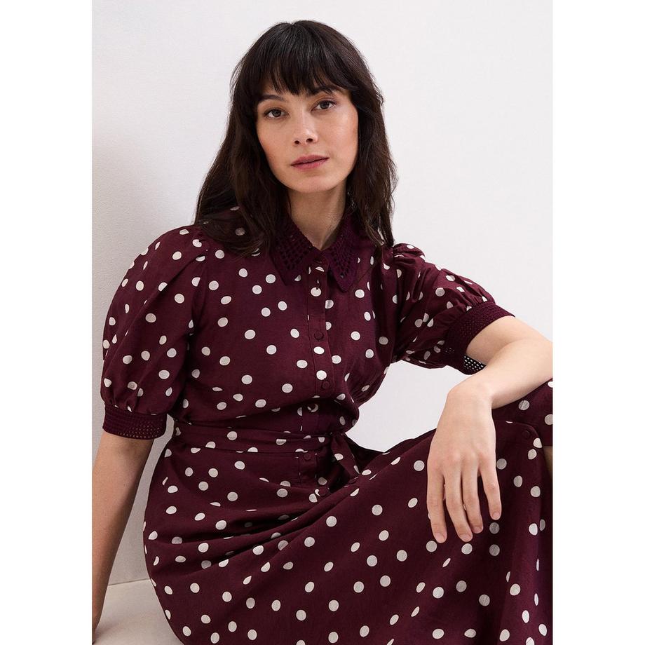 Phase Eight Abito Camicia Midi a Pois  