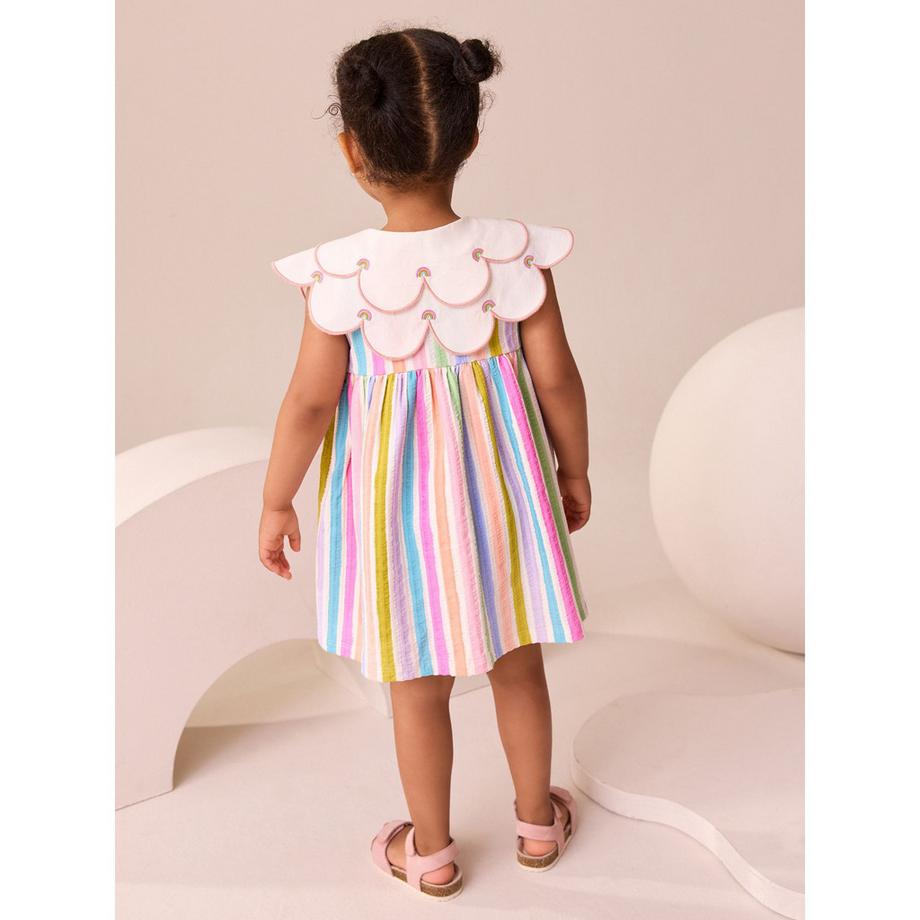 Next Robe Rayures Arc-en-ciel Col Festonné  