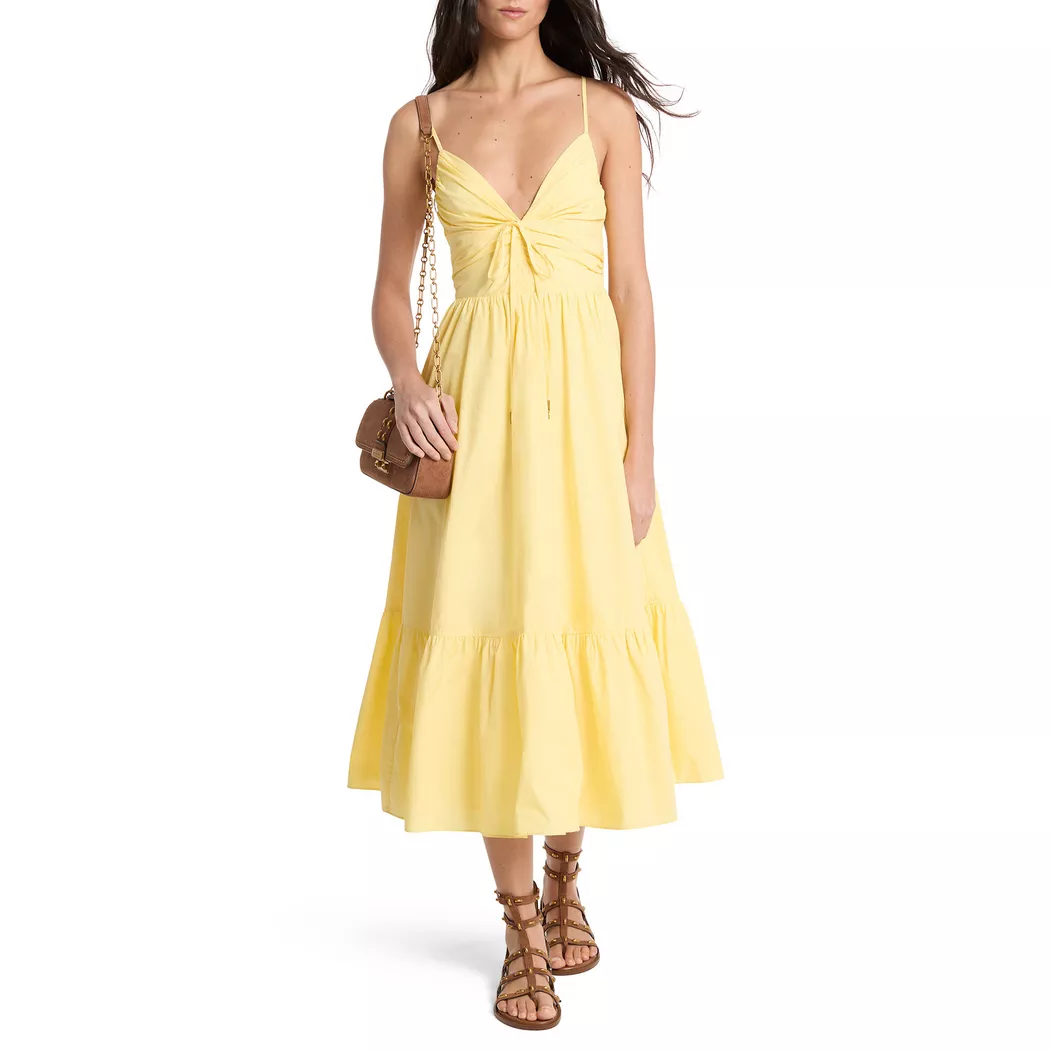 Michael Kors Cotton Poplin Midi Dress yellow Large female