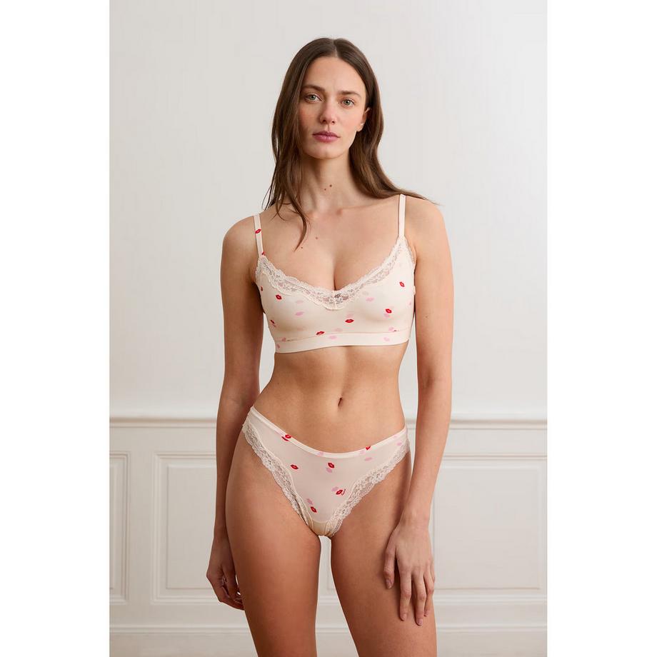 Etam Tanga Slip Imprimé Lèvres  