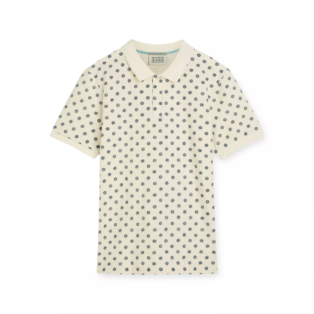 Scotch & Soda Polo à Manches Courtes Seasonal Core 182352 Eggnog S Homme