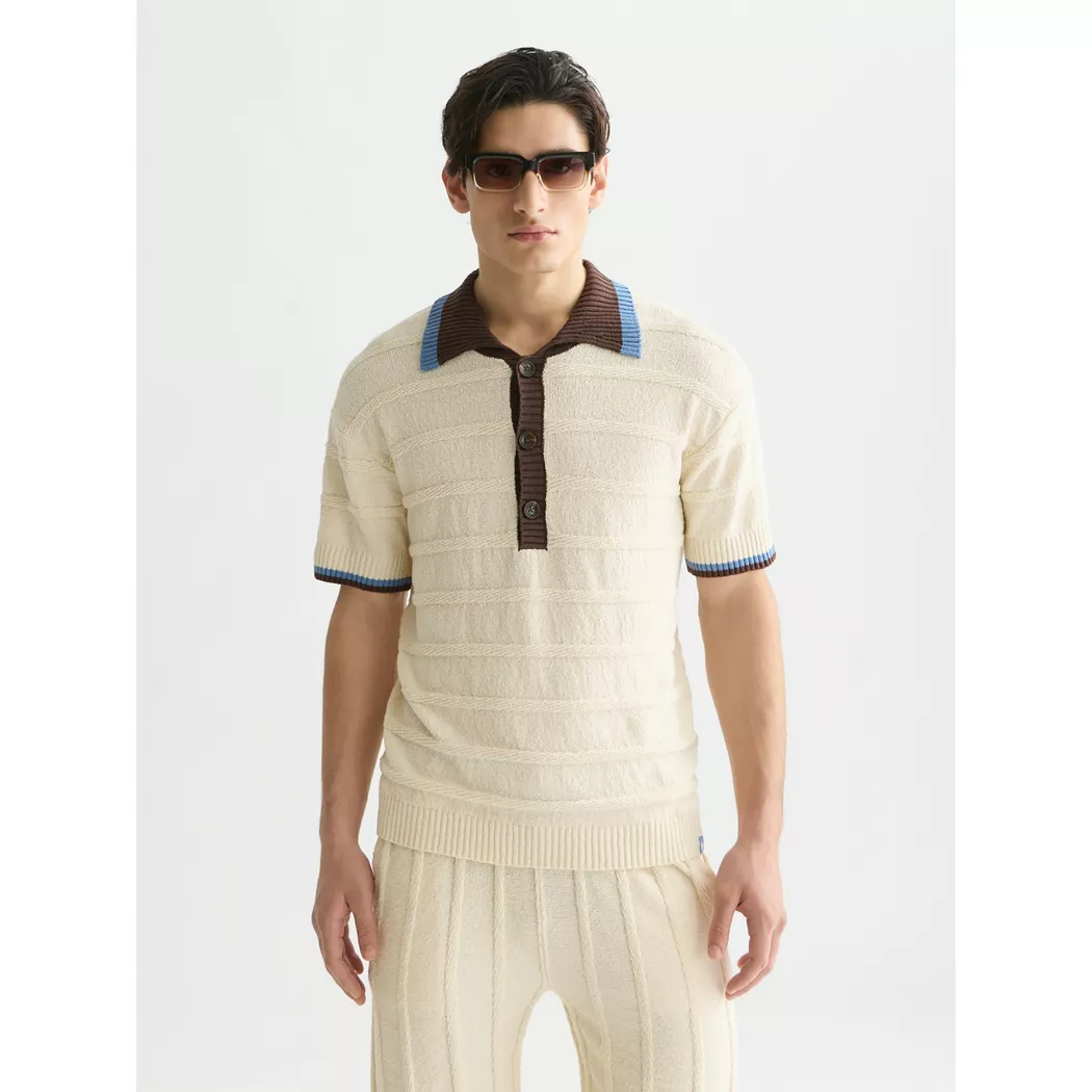 Scotch & Soda Polo à Manches Courtes 182275 Loose Fit Eggnog M Homme