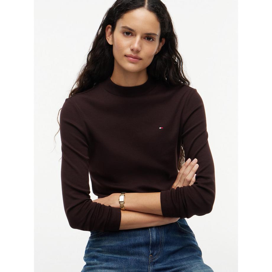 TOMMY HILFIGER Langarm T-Shirt mit Stehkragen  