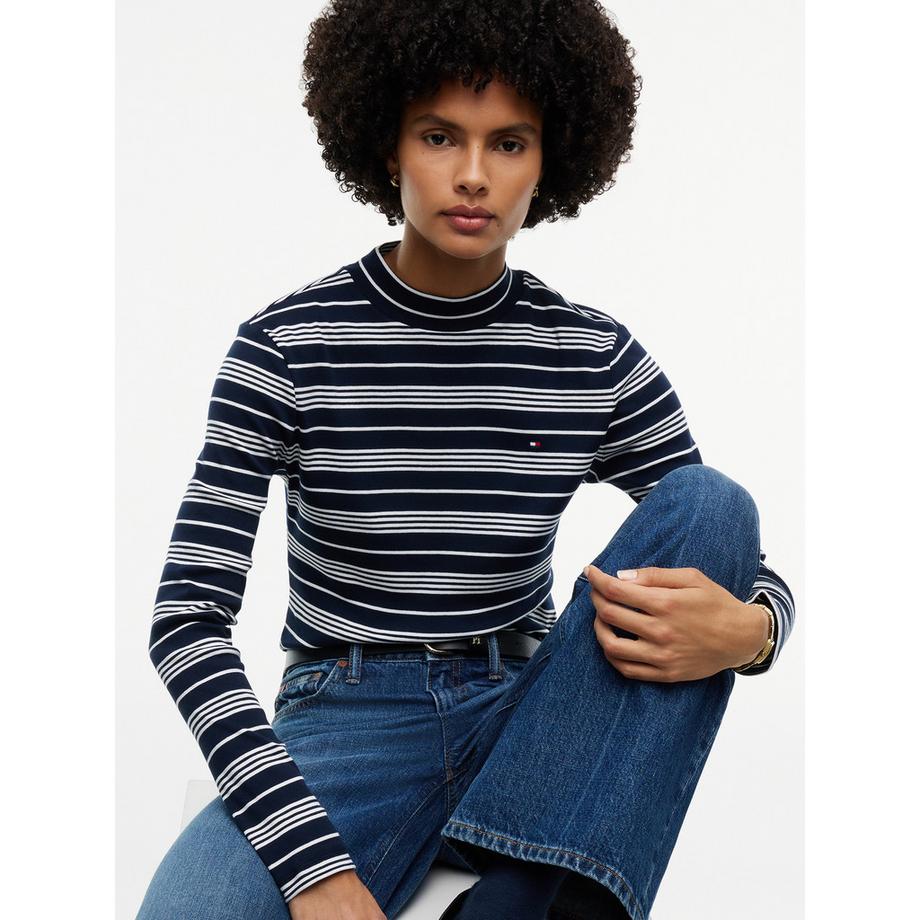 TOMMY HILFIGER Langarm T-Shirt mit Stehkragen  