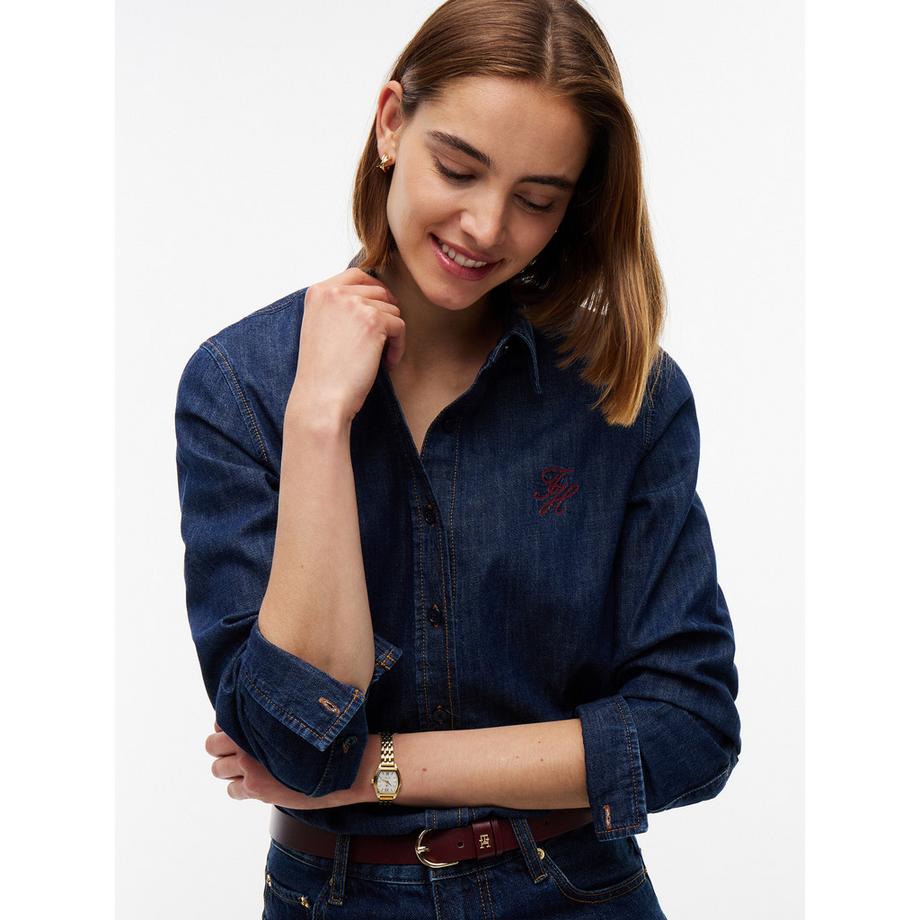 TOMMY HILFIGER Denim Bluse mit besticktem Logo  
