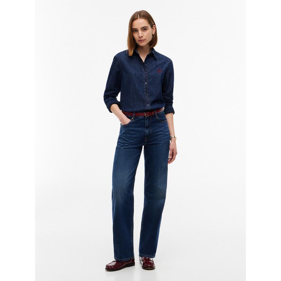 TOMMY HILFIGER Denim Bluse mit besticktem Logo  