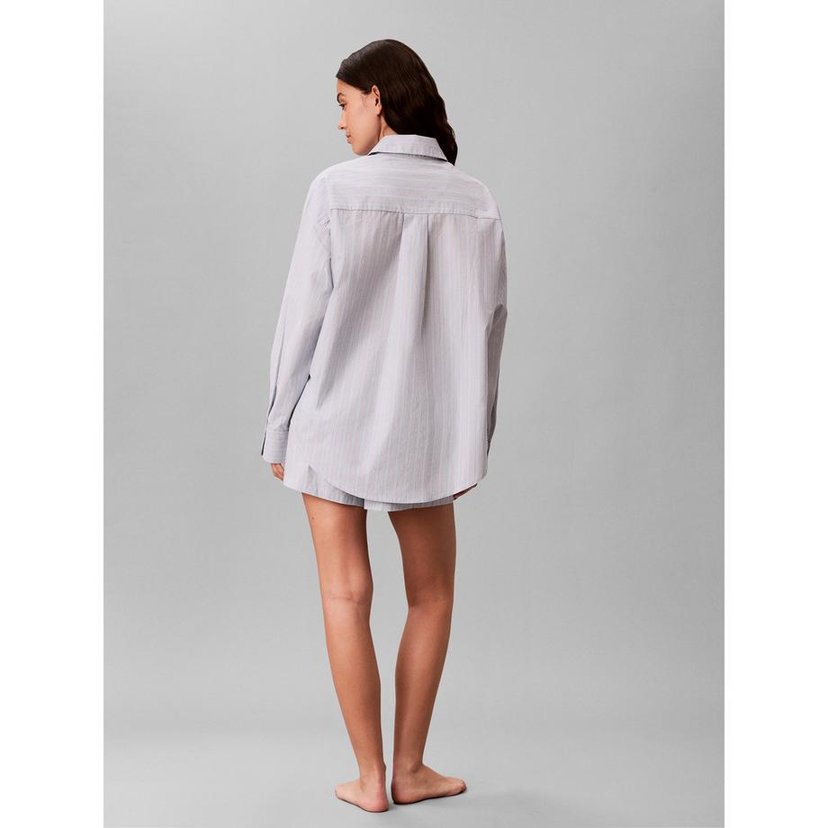 Calvin Klein Cotton Poplin Maglia del pigiama a righe con chiusura a bottoni  