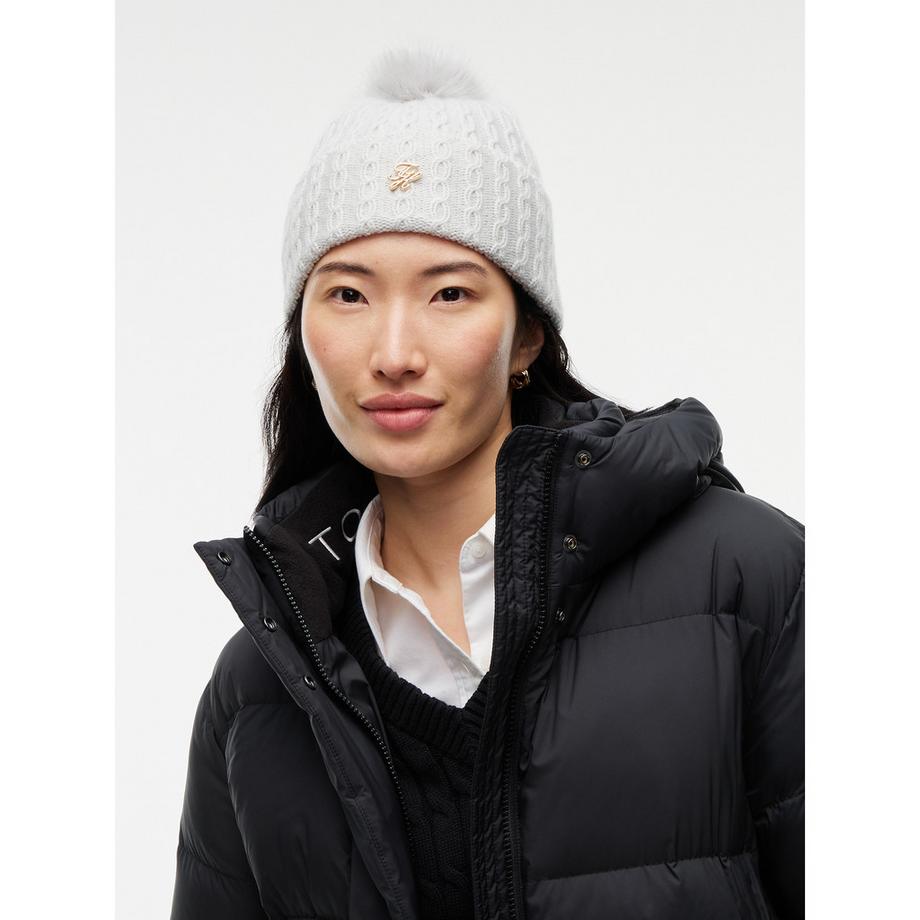 TOMMY HILFIGER Script Cable Pom Beanie  