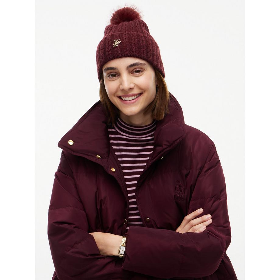 TOMMY HILFIGER Script Cable Pom Beanie  