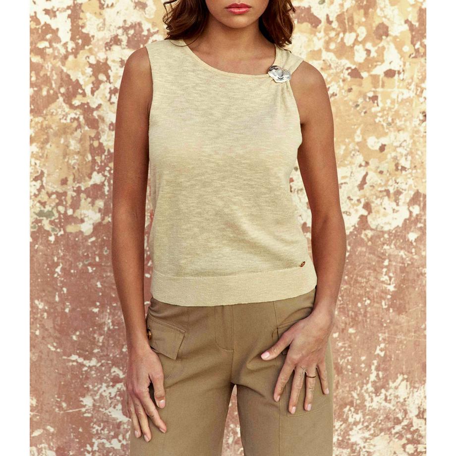 La Petite Etoile T-shirt sans manches avec broche décorative  