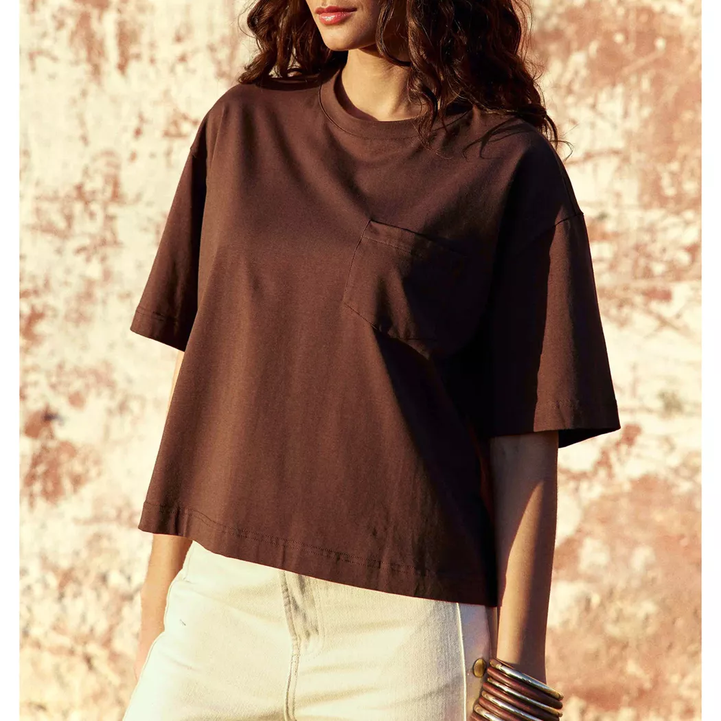La Petite Etoile - T-Shirt, für Damen, Dunkelbraun, Größe S
