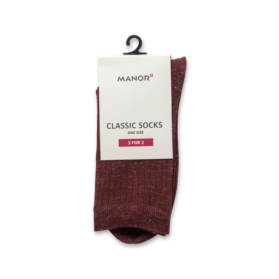 Manor Woman Sparkle Viscose Rib Chaussettes hauteur mollet  