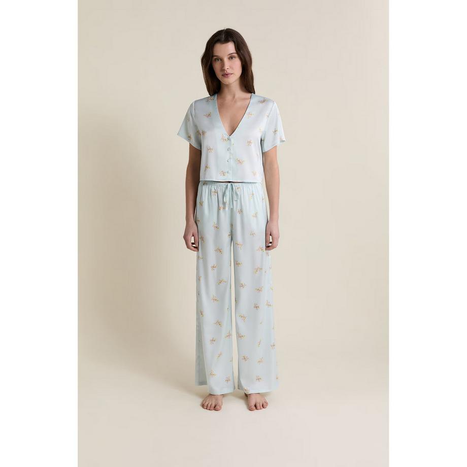 Etam Chemise à Manches Courtes Col V avec Motif Floral  