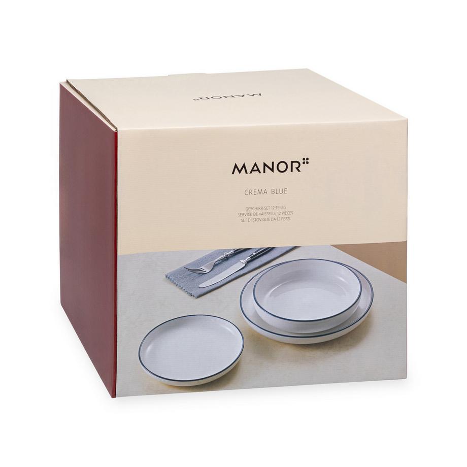 Manor Home Set da tavola 12 pezzi Crema Blue 
