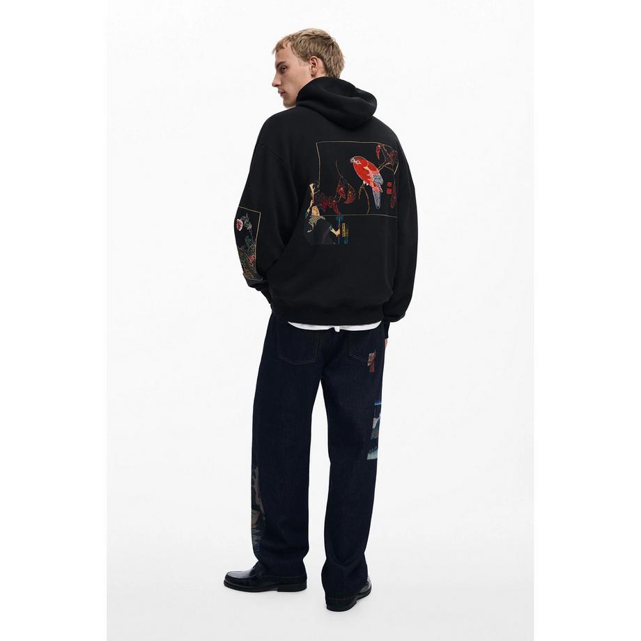 Desigual Felpa con cappuccio e dettagli ricamati  